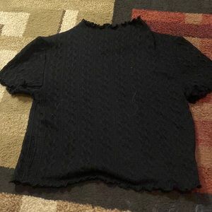 knit mock neck cropped tee